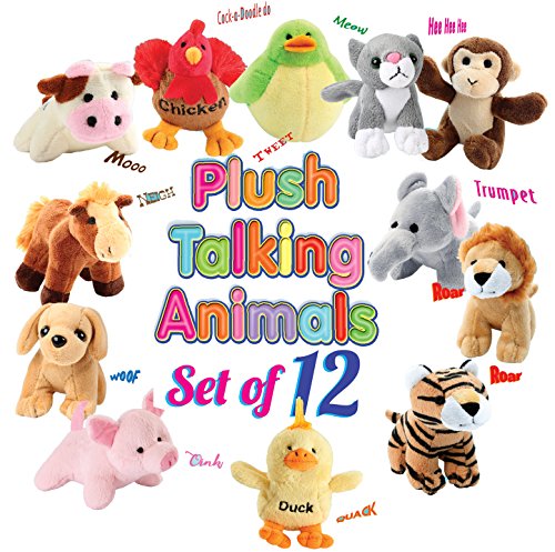 Animal House 12 Plush Talking Animal Sound Toys Baby Gift & Party Favors