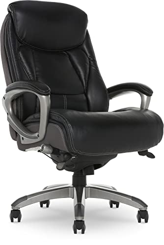 Serta Executive Office Smart Layers Technology, Leather and Mesh Ergonomic Computer Chair with Contoured Lumbar and ComfortCoils, Opportunity Gray
