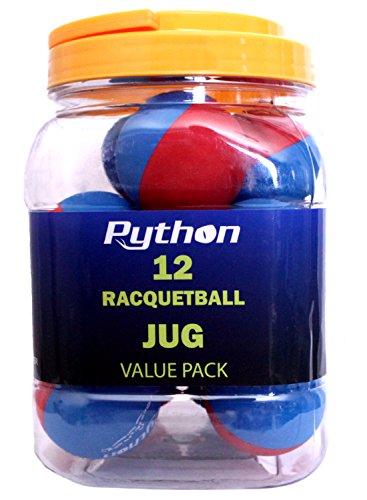 Python RG Multi Colored Racquetballs (Value Pack – 12 Ball Jug/Endorsed by Racquetball Legend Ruben Gonzalez!)(Blue/Red)