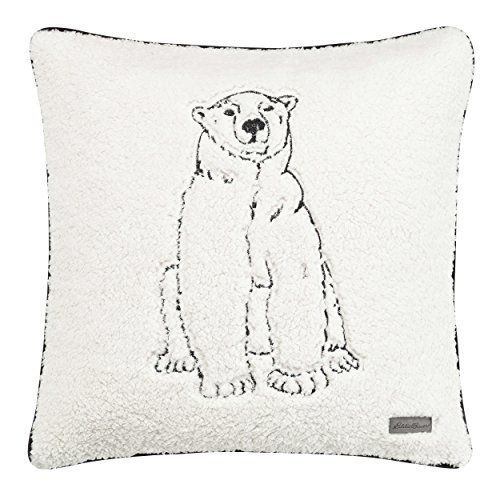 Eddie Bauer Home Throw Pillow with Zipper Closure, Perfect Home Decor for Bed or Sofa, 20″ x 20″, Polar Bear Grey/White