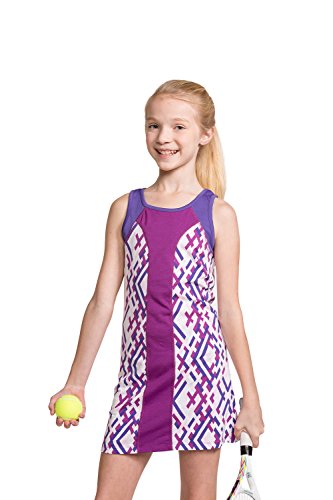 Girls Tennis Dresses and Golf Beach Club Aqua Sleeveless Sports Skirts with Shorts and Built in Pockets for Athletic Youth and Kids – Size Large/10