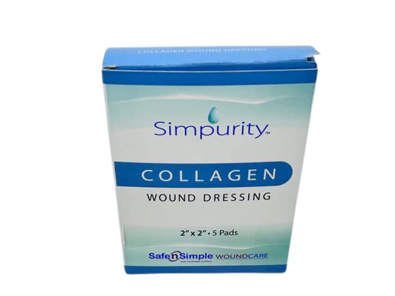 Simpurity Collagen Dressing Pads, Long-Lasting Protection Collagen Dressing Pads, Highly Effective Extra Large Wound Dressing, Non-Adherent Collagen Dressing