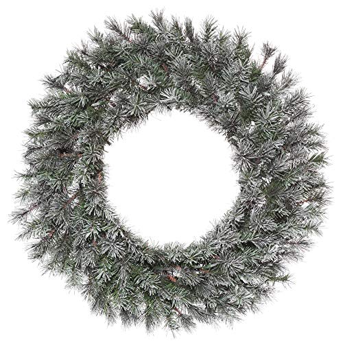 Vickerman 30″ Frosted Lacey Artificial Christmas Wreath, Unlit – Faux Flocked Christmas Wreath – Indoor Seasonal Home Wall Decor