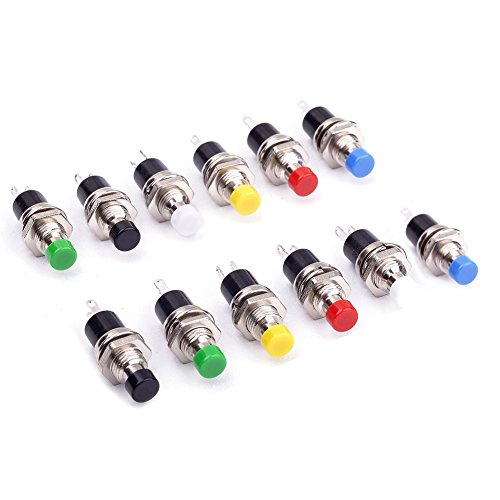 Cylewet 12Pcs 1A 250V AC 2 Pins SPST Momentary Mini Push Button Switch Normal Open (Pack of 12) CYT1078