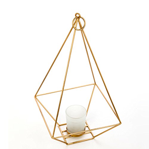 Hosley’s 11.5″ High, Gold Finish Tealight/Votive Holder Lantern with Votive Frosted Candle Holder. Ideal Gift for Weddings, Special Events, Parties LED Candle Gardens, Spa, Aromatherapy O5