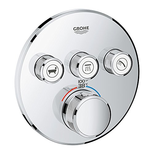 GROHE 29138000 Grohtherm Triple-Function Shower Thermostatic Valve Trim Kit, Starlight Chrome
