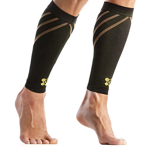 CopperJoint Calf Compression Sleeves for Men & Women – Leg Sleeve and Shin Splints Support – Ideal for Leg Cramp Relief, Varicose Veins, Running – 20-30mmHg Copper Infused Nylon Large