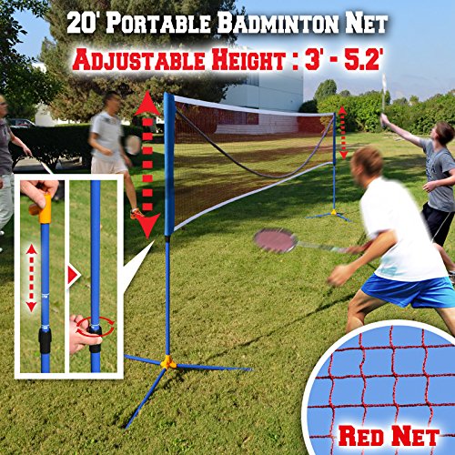 BenefitUSA Portable Badminton Net Volleyball Tennis Net w Stand for Family Sport (16.7′ x 2.5′)