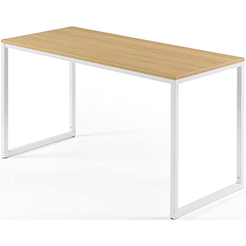 ZINUS Jennifer 55 Inch White Frame Desk / Computer Workstation / Office Desk / Dining Table / Easy Assembly, Natural