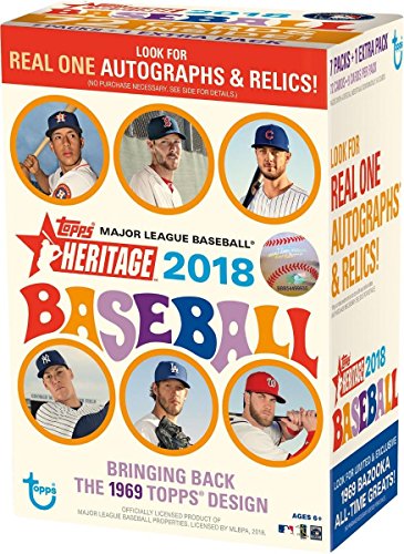 2018 Topps Heritage Baseball Blaster Box (8 Packs/Box, 9 Cards/Pack: 1969 Design -Look for New Rooki
