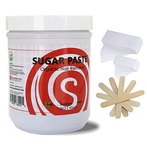 Sugaring Paste by Sugaring NYC Legs Package – Soft Paste, 100 Strips, Wooden Spatulas