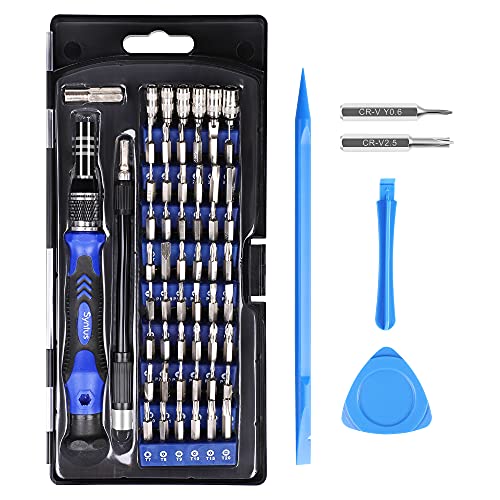 Syntus Precision Screwdriver Set, 63 in 1 with 57 Bits Screwdriver Kit, Magnetic Driver Electronics Repair Tool Kit for iPhone, Tablet, Macbook, Xbox, Cellphone, PC, Game Console, Blue