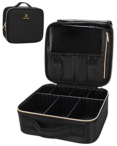 MONSTINA Makeup Train Cases, Professional Travel Makeup Bag, Portable Organizer Storage Bag for Cosmetics Makeup Brushes Toiletry Travel Accessories Black Small