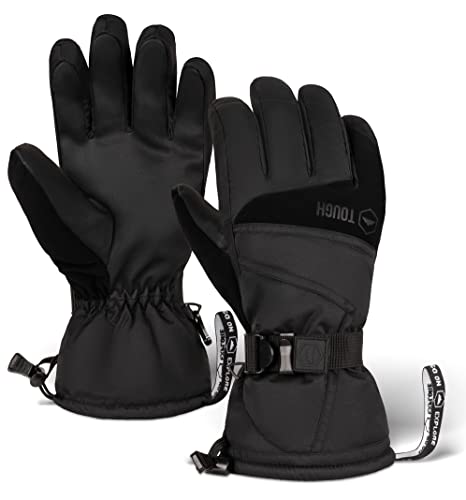 Ski & Snow Gloves – Waterproof & Windproof Winter Snowboard Gloves for Men & Women for Cold Weather Skiing & Snowboarding – With Wrist Leashes, Nylon Shell, Thermal Insulation & Synthetic Leather Palm