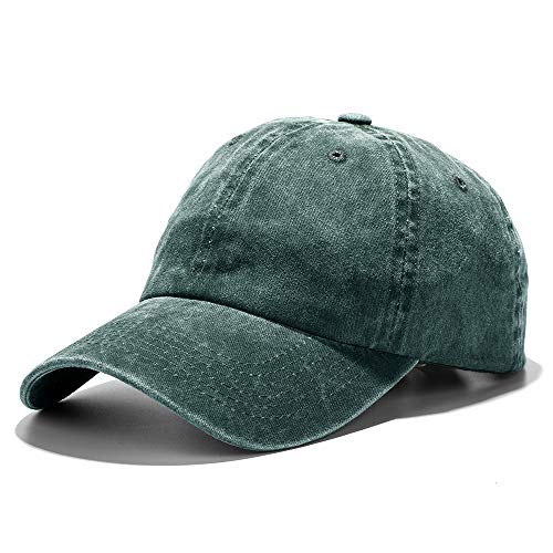 Vankerful Unisex Vintage Washed Dyed Dad Hat Plain Cotton Twill Low Profile Adjustable Solid Colour Baseball Cap Strapback (Army Green)