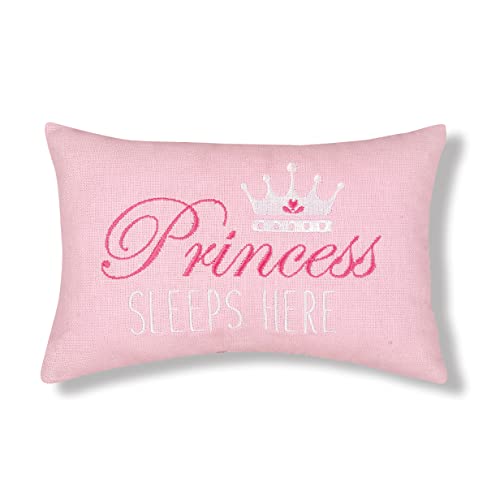 C&F Home Pink Princess Sleeps Here Throw Pillow Decor Decoration Embroidered Novelty Throw Pillow for Girls Kids Toddler – Extra Small 6 x 9 Pink