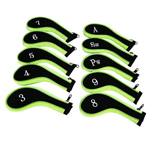 Sword &Shield sports Neoprene Zipper Golf Club Iron Head Covers Iron Covers 10pcs/Set(Green&Black) | The Storepaperoomates Retail Market - Fast Affordable Shopping