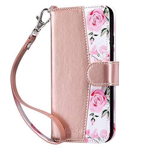 ULAK iPhone 6s Wallet Case, iPhone 6 Wallet, Flip PU Leather iPhone 6S Wallet Case with Card Holder Kickstand Designed Wrist Strap Shockproof Protective Cover for iPhone 6/6s 4.7inch, Rose Gold