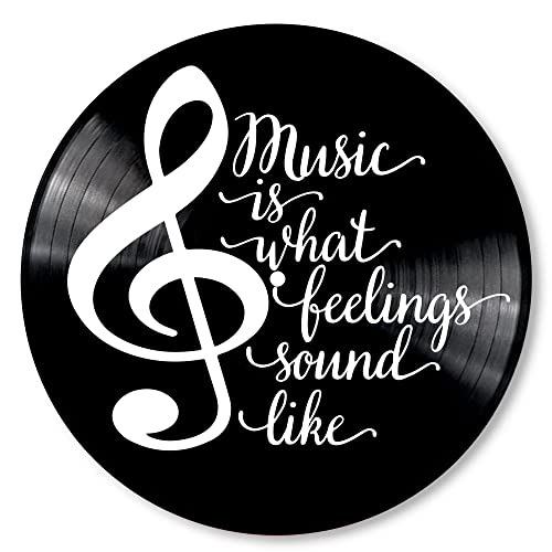 Music is What Feelings Sound Like Inspirational Quote on a REAL Repurposed Vintage Vinyl Record Album