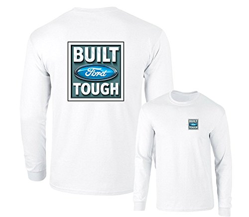 Built Ford Tough Logo Classic Emblem Long Sleeve T-Shirt F & B, White, 2XL