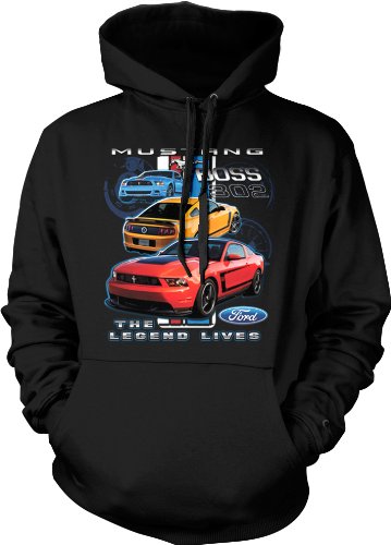 Ford Mustang Boss 302 The Legend Lives Classic Muscle Car Hoodie, Black, XL