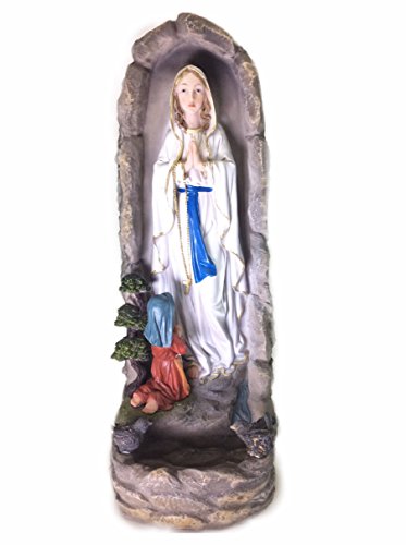 Luciana Collection 22″ Our Lady of Lourdes Hand Painted Resin Outdoor Garden Statue Water-Based