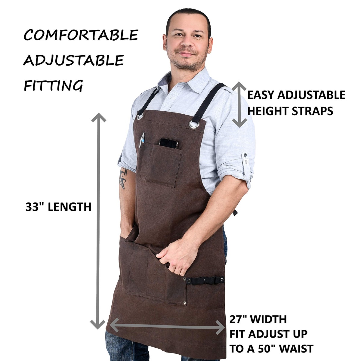 ARMOR GEAR Heavy Duty 16oz Waxed Canvas Work Apron | 7 Pockets + Each Hip Side Tool Loops | Durable yet Comfortable | Quick Release Cross-Back Straps for Adjustable Sizes from S to XXL Style brand | The Storepaperoomates Retail Market - Fast Affordable Shopping