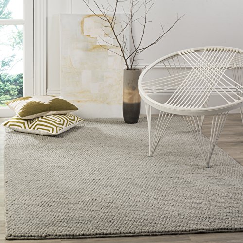 SAFAVIEH Natura Collection 9′ x 12′ Silver NAT620C Handmade Premium Wool Area Rug