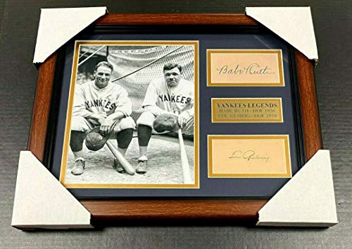 BABE RUTH LOU GEHRIG Autographed Cut Signature REPRINT Framed 8×10 Photo YANKEES