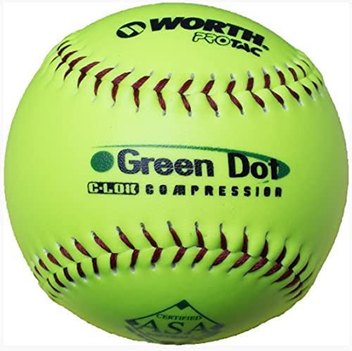 Worth 11″ PROTAC HOT DOT ASA Slowptich Softball, Box of 12,Yellow