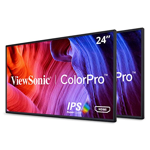 ViewSonic VP2468_H2 24 inches Dual Pack Head-Only IPS 1080p Pro Monitor HDMI DisplayPort, DaisyChain (Renewed)