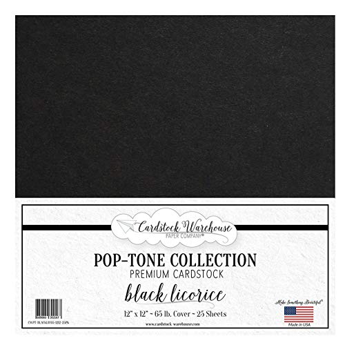 Black Licorice Cardstock Paper – 12 X 12 Inch 65 Lb. Premium Cover – 25 Sheets From Cardstock Warehouse