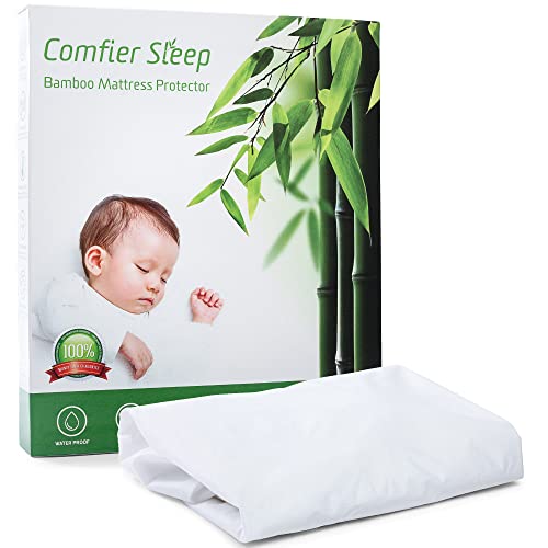 Baby Mattress Protector – 100% Bamboo Crib Mattress Cover – Soft and Breathable Waterproof Mattress Protector Crib – Premium Quality Crib Protector- (Standard Crib Size 52″ x 28″)