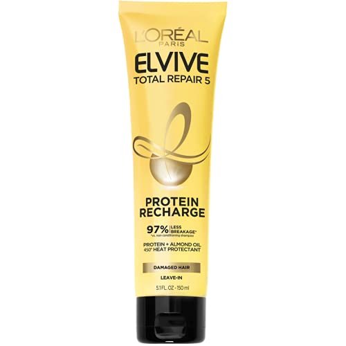 L’Oreal Paris Elvive Total Repair 5 Protein Recharge Leave In Conditioner Treatment and Heat Protectant, 5.1 Ounce