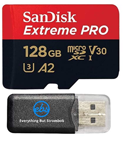 128GB Sandisk Micro SDXC Extreme Pro 4K works with Samsung Galaxy S8, S8 Plus, S8 Note, S7, S7 Edge MicroSD TF Flash Memory Card 128G Class 10 with Everything But Stromboli Card Reader