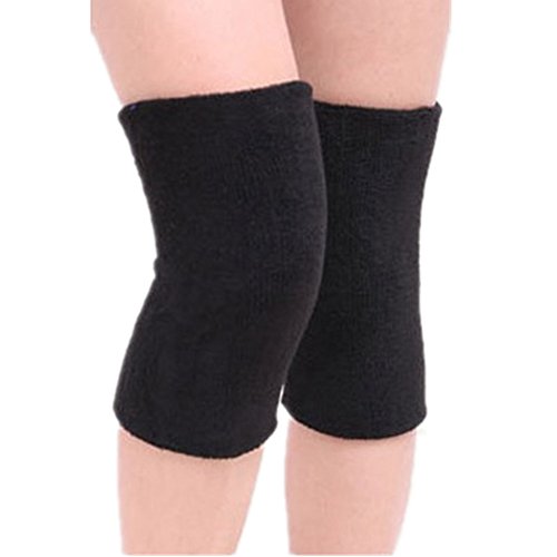 Mcolics Cotton Non-Slip Soft Absorbent Knee Pad Support Brace Protector Leg Sleeve Kneelet Thickening Extended Warm for Men & Women Outdoor Sports Running Dancing Gym Yoga Fitness, 1 Pair (Black)