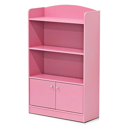 FURINNO 2 shelves Stylish Kidkanac Bookshelf With Storage Cabinet, Pink