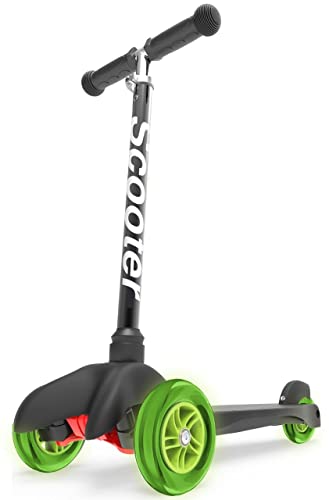 Scooters for Kids Toddler Scooter – Deluxe Aluminum 3 Wheel Glider w/ Kick n Go, Lean 2 Turn Wheels, Step 4 Brake, Toddlers Training Three Wheeled Kid Ride on Toys Best for Little Boys & Girls – Black