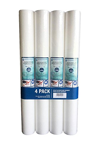 WFD, WF-SP201 2.5″x20″ 1 Micron Sediment Water Filter Cartridge, Spun Polypropylene, Fits in 20″ Standard Size Housings of Filtration Systems (4 Pack)