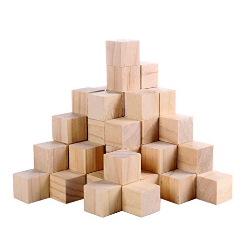 Supla 120pcs 1 inch Natural Solid Cube Wooden Unfinished Craft Wood Blocks Wood Cubes for DIY Craft Gifts (120pcs)