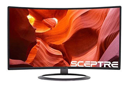 Sceptre 27″ Curved 75Hz LED Monitor Full HD 1080P HDMI DisplayPort VGA Speakers, Ultra Thin Brushed Metal, 1800R Immersive Curvature (C275W-1920R)