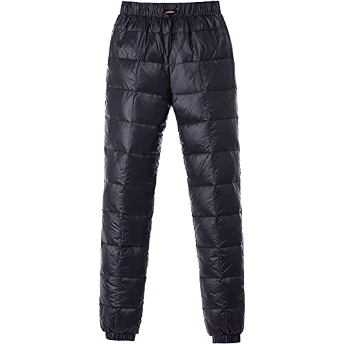 Tapasimme Men’s Winter Warm Loose Utility Down Pants Sassy High Waisted Nylon Compression Snow Trousers (Medium, Black)