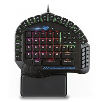 Beastron Aula Excalibur One Handed Mechanical Gaming Keyboard, Blue Switches, Software Customizable RGB Backlit Effects, 8 Programmable Macro Keys, and Removable Wrist Rest | The Storepaperoomates Retail Market - Fast Affordable Shopping