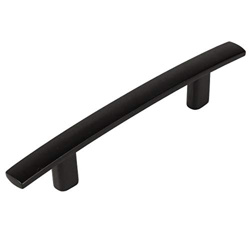 Cosmas 25 Pack 2363-3FB Flat Black Subtle Arch Cabinet Hardware Handle Pull – 3″ Inch (76mm) Hole Centers
