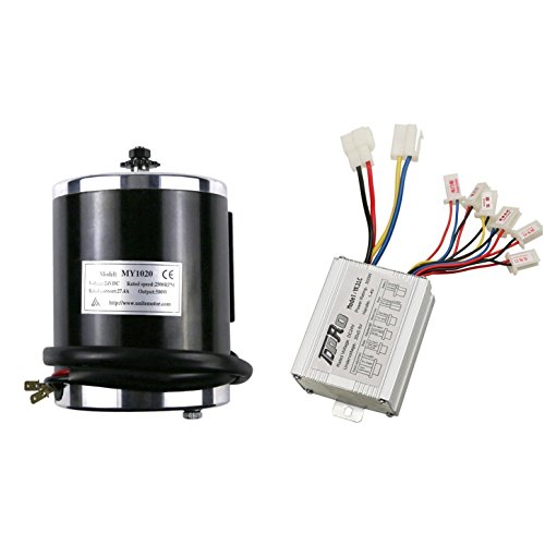 ZXTDR 24v 500w Brushed Speed Motor and Controller Set for Electric Scooter Go Kart Bicycle e Bike Tricycle Moped