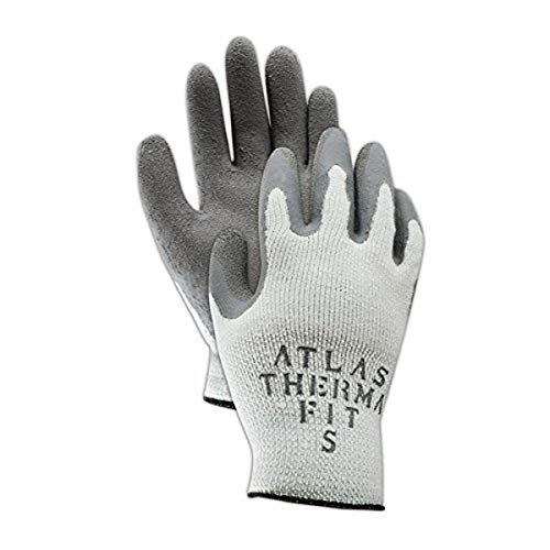 Showa Best 451-08 SHOWA Best Glove Atlas Thermal-Fit PF451 Knit Glove with Rubber Coating, Men’s Jumbo (Fits), Natural Gray, Medium (Pack of 12)