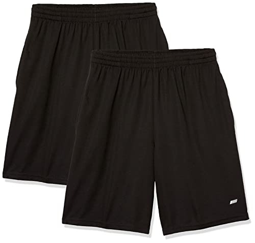Amazon Essentials Men’s Performance Tech Loose-Fit Shorts (Available in Big & Tall), Pack of 2, Black, Large