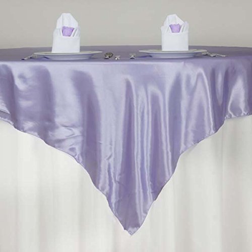 TABLECLOTHSFACTORY 72″ Satin Square Table Overlay for Wedding Catering Party Table Decorations Lavender (Table Toppers)