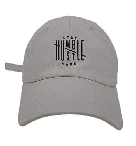 TheMonsta Humble Stay Hard Logo Style Dad Hat Washed Cotton Polo Baseball Cap (Lt.Grey)