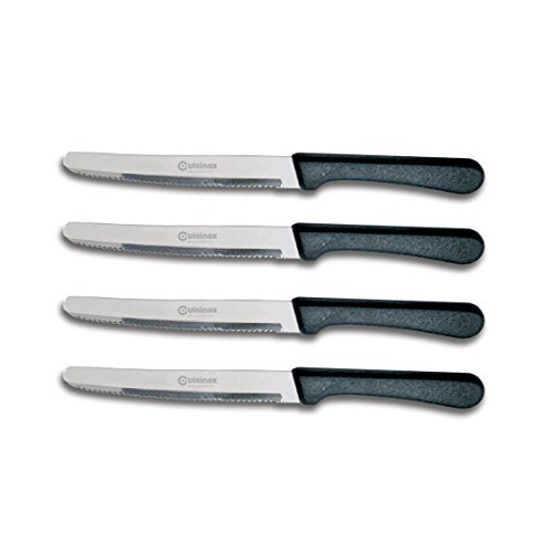 CUISINOX Steak Knife Set of 4 Black Polypropylene Handle, with Rounded Tip